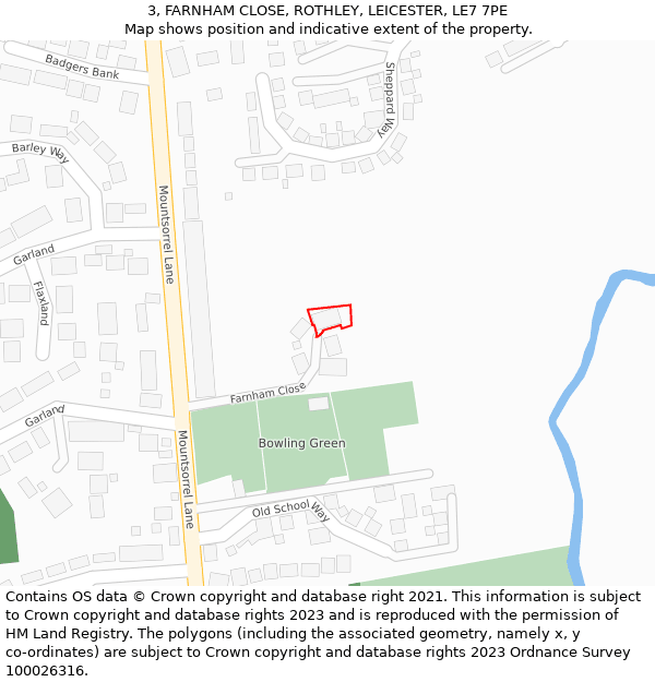 3, FARNHAM CLOSE, ROTHLEY, LEICESTER, LE7 7PE: Location map and indicative extent of plot