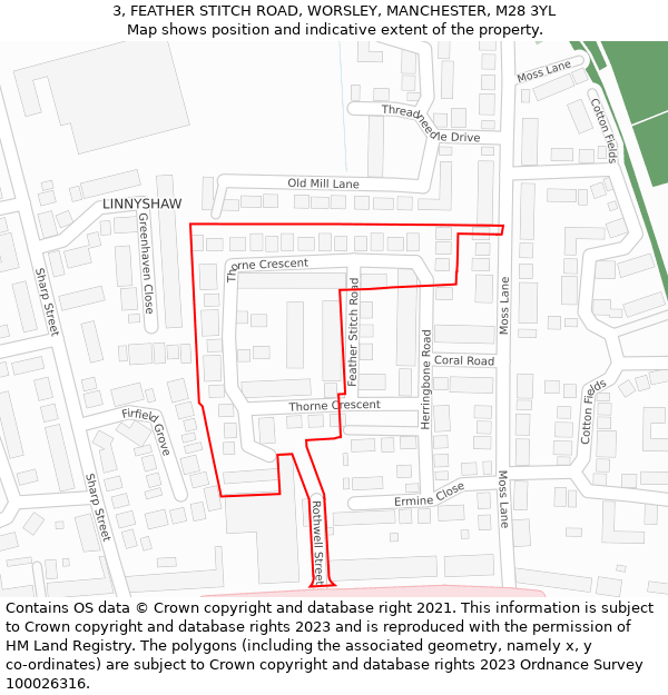 3, FEATHER STITCH ROAD, WORSLEY, MANCHESTER, M28 3YL: Location map and indicative extent of plot