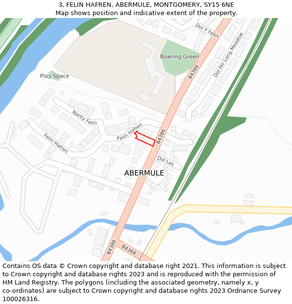 3, FELIN HAFREN, ABERMULE, MONTGOMERY, SY15 6NE: Location map and indicative extent of plot