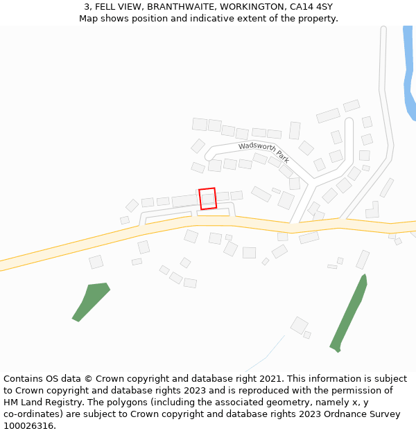 3, FELL VIEW, BRANTHWAITE, WORKINGTON, CA14 4SY: Location map and indicative extent of plot