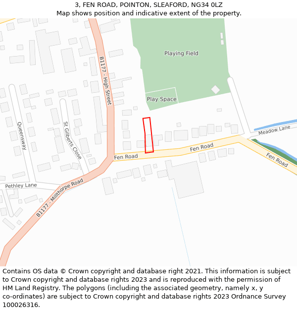 3, FEN ROAD, POINTON, SLEAFORD, NG34 0LZ: Location map and indicative extent of plot