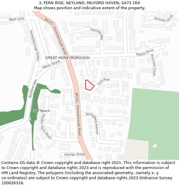 3, FERN RISE, NEYLAND, MILFORD HAVEN, SA73 1RA: Location map and indicative extent of plot