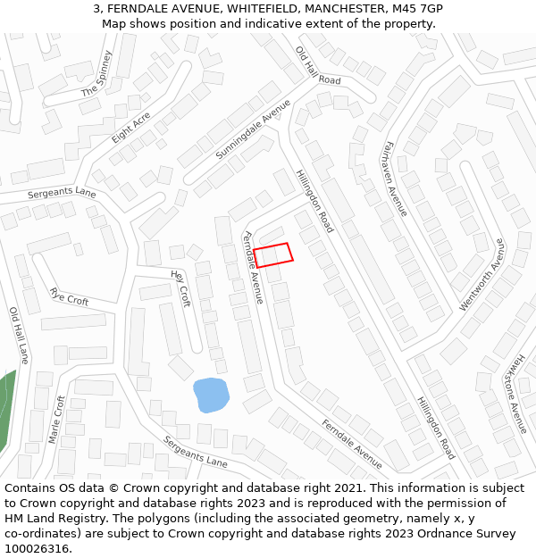 3, FERNDALE AVENUE, WHITEFIELD, MANCHESTER, M45 7GP: Location map and indicative extent of plot
