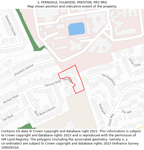 3, FERNDALE, FULWOOD, PRESTON, PR2 9RG: Location map and indicative extent of plot