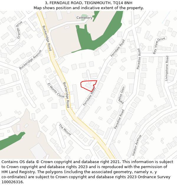 3, FERNDALE ROAD, TEIGNMOUTH, TQ14 8NH: Location map and indicative extent of plot