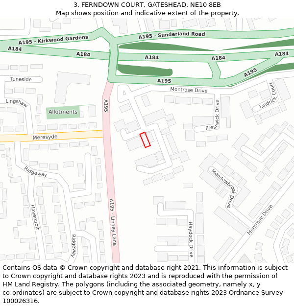 3, FERNDOWN COURT, GATESHEAD, NE10 8EB: Location map and indicative extent of plot