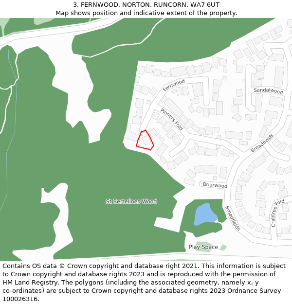 3, FERNWOOD, NORTON, RUNCORN, WA7 6UT: Location map and indicative extent of plot