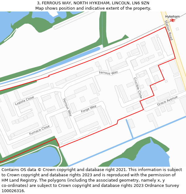 3, FERROUS WAY, NORTH HYKEHAM, LINCOLN, LN6 9ZN: Location map and indicative extent of plot