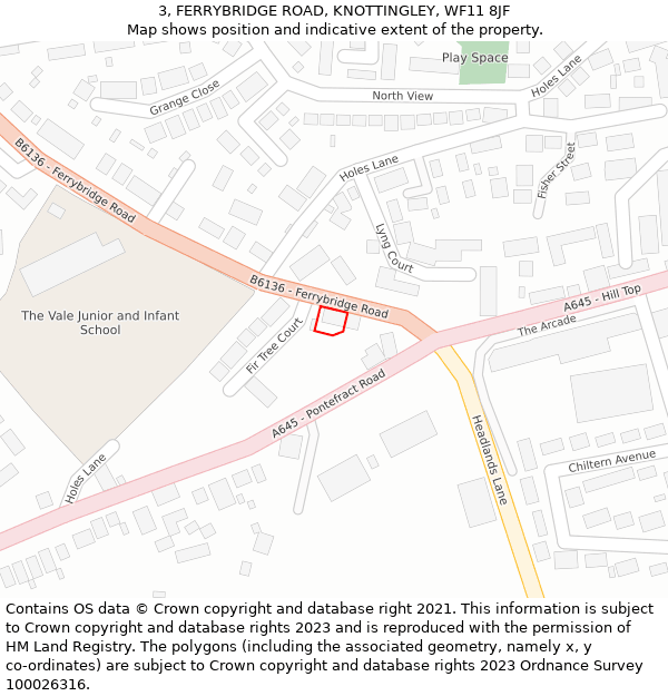 3, FERRYBRIDGE ROAD, KNOTTINGLEY, WF11 8JF: Location map and indicative extent of plot