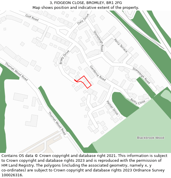 3, FIDGEON CLOSE, BROMLEY, BR1 2FG: Location map and indicative extent of plot
