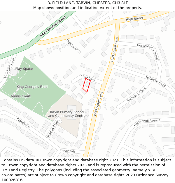 3, FIELD LANE, TARVIN, CHESTER, CH3 8LF: Location map and indicative extent of plot