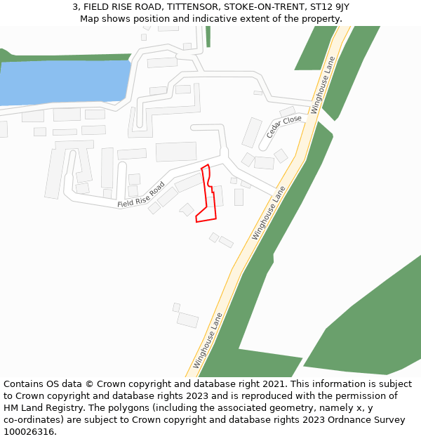 3, FIELD RISE ROAD, TITTENSOR, STOKE-ON-TRENT, ST12 9JY: Location map and indicative extent of plot