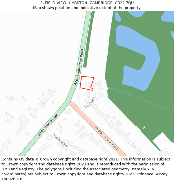 3, FIELD VIEW, HARSTON, CAMBRIDGE, CB22 7QU: Location map and indicative extent of plot