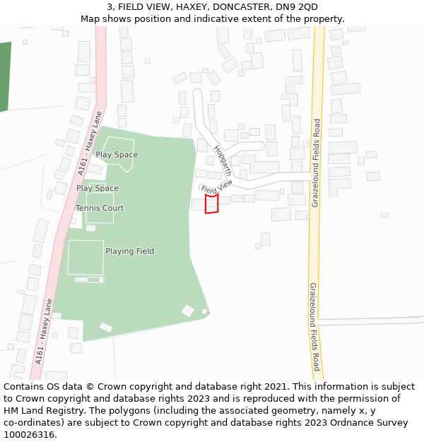 3, FIELD VIEW, HAXEY, DONCASTER, DN9 2QD: Location map and indicative extent of plot