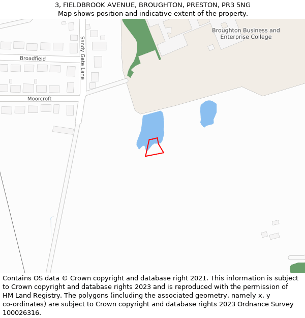 3, FIELDBROOK AVENUE, BROUGHTON, PRESTON, PR3 5NG: Location map and indicative extent of plot
