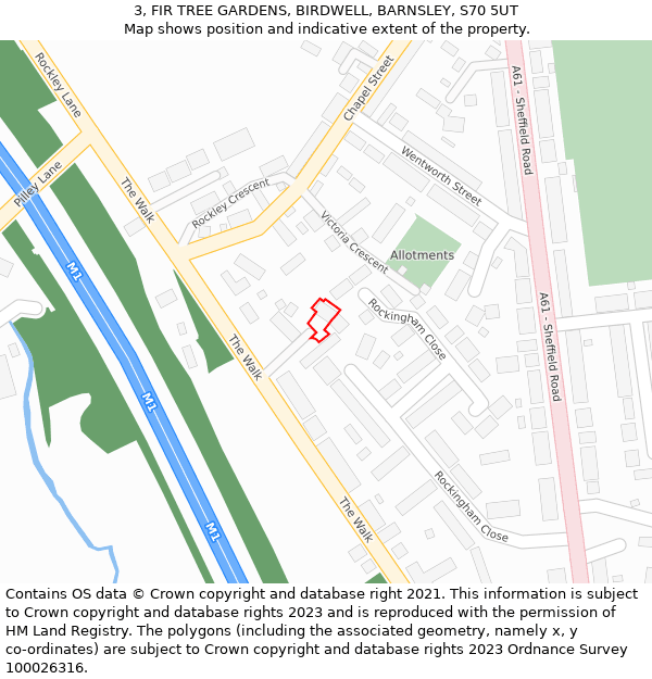 3, FIR TREE GARDENS, BIRDWELL, BARNSLEY, S70 5UT: Location map and indicative extent of plot