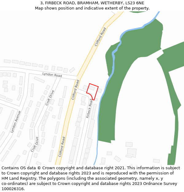 3, FIRBECK ROAD, BRAMHAM, WETHERBY, LS23 6NE: Location map and indicative extent of plot