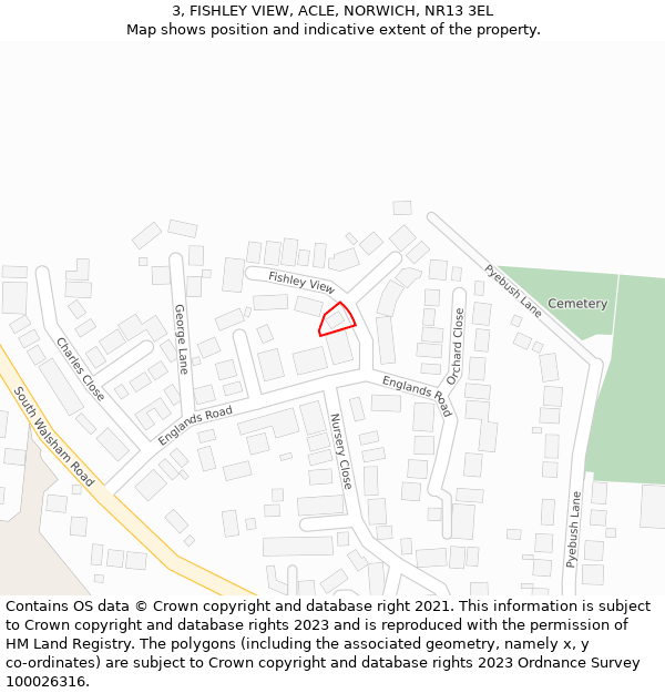 3, FISHLEY VIEW, ACLE, NORWICH, NR13 3EL: Location map and indicative extent of plot