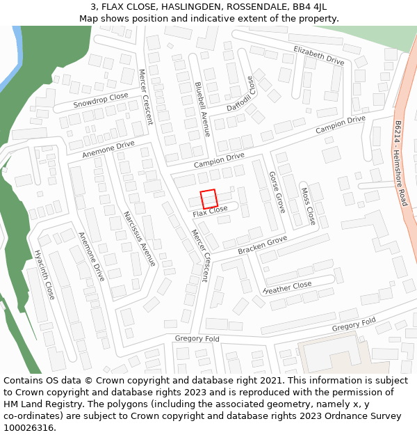 3, FLAX CLOSE, HASLINGDEN, ROSSENDALE, BB4 4JL: Location map and indicative extent of plot