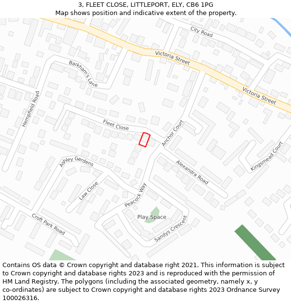 3, FLEET CLOSE, LITTLEPORT, ELY, CB6 1PG: Location map and indicative extent of plot