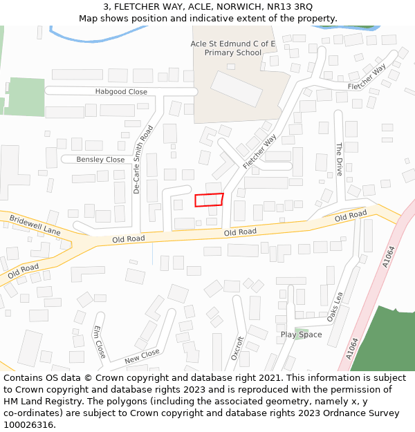 3, FLETCHER WAY, ACLE, NORWICH, NR13 3RQ: Location map and indicative extent of plot