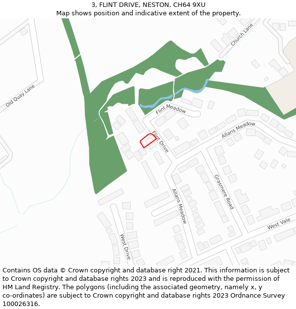 3, FLINT DRIVE, NESTON, CH64 9XU: Location map and indicative extent of plot