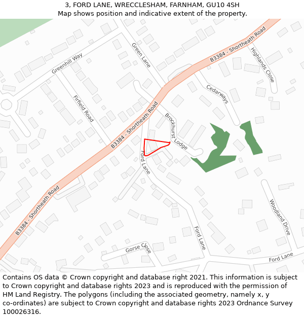 3, FORD LANE, WRECCLESHAM, FARNHAM, GU10 4SH: Location map and indicative extent of plot