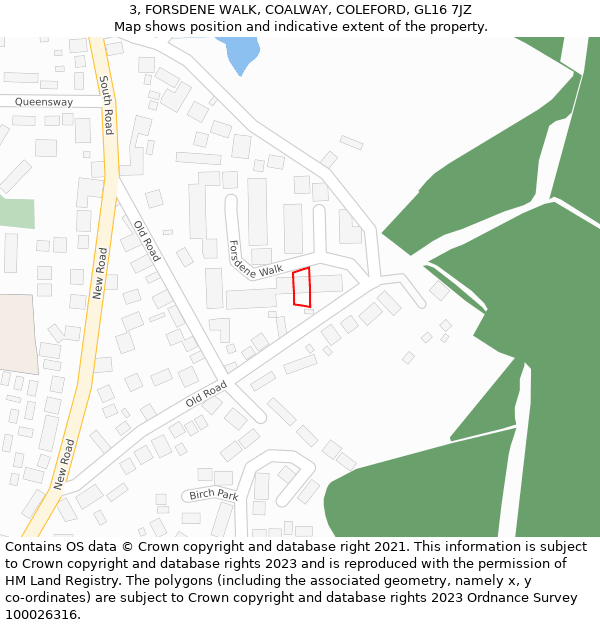 3, FORSDENE WALK, COALWAY, COLEFORD, GL16 7JZ: Location map and indicative extent of plot