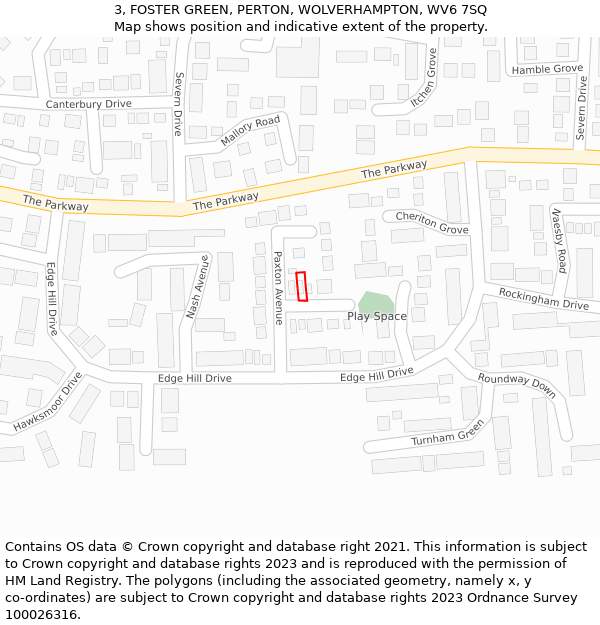 3, FOSTER GREEN, PERTON, WOLVERHAMPTON, WV6 7SQ: Location map and indicative extent of plot