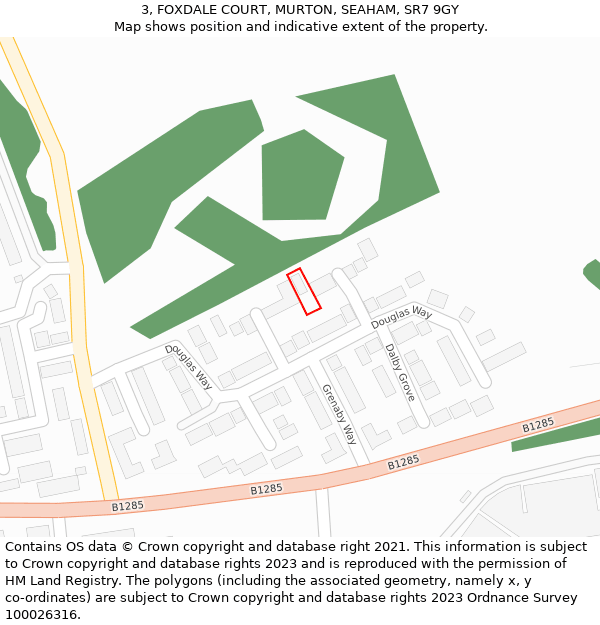 3, FOXDALE COURT, MURTON, SEAHAM, SR7 9GY: Location map and indicative extent of plot