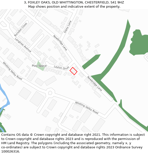 3, FOXLEY OAKS, OLD WHITTINGTON, CHESTERFIELD, S41 9HZ: Location map and indicative extent of plot