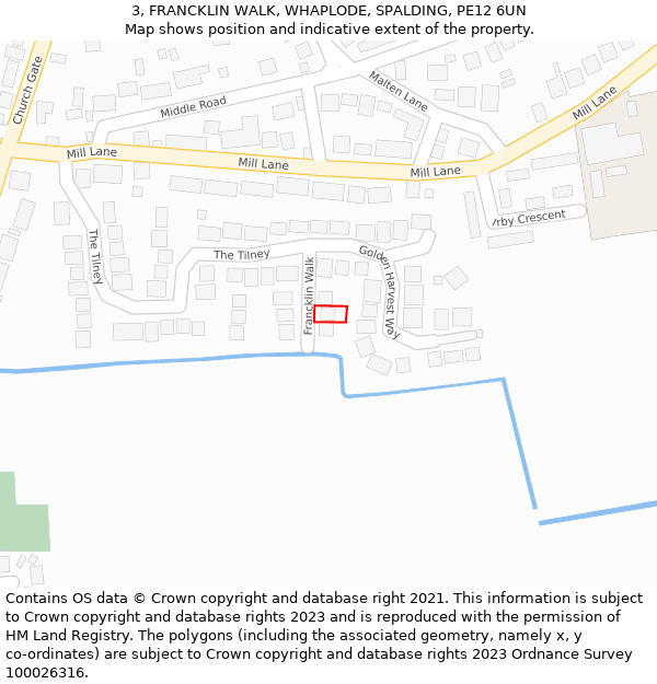 3, FRANCKLIN WALK, WHAPLODE, SPALDING, PE12 6UN: Location map and indicative extent of plot