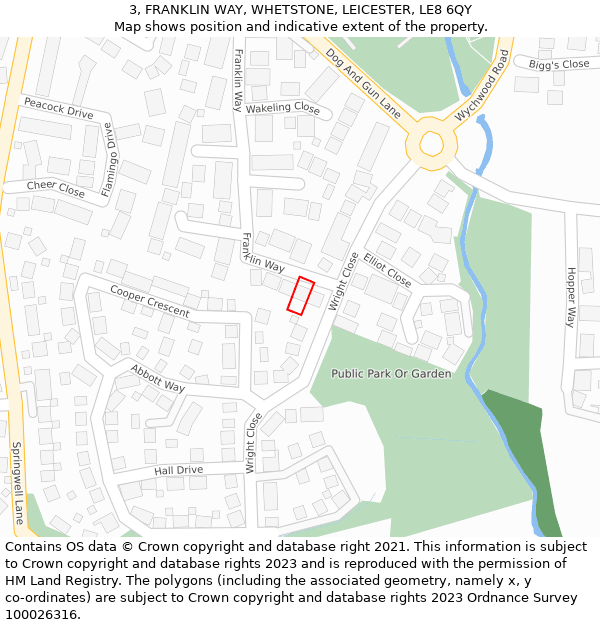 3, FRANKLIN WAY, WHETSTONE, LEICESTER, LE8 6QY: Location map and indicative extent of plot