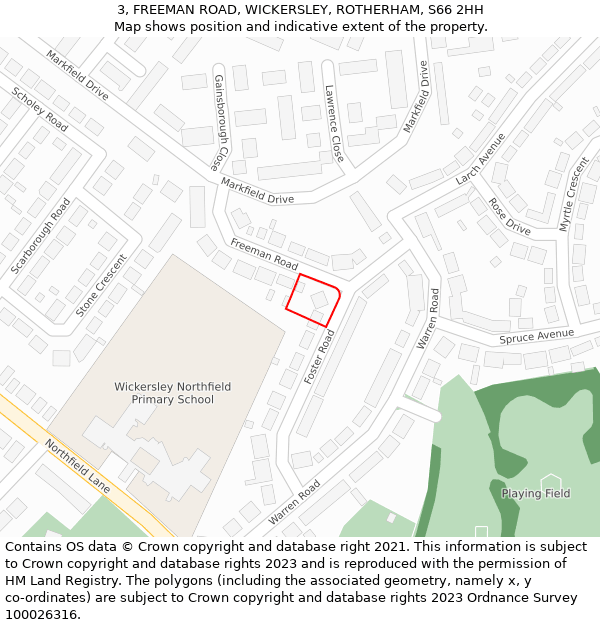 3, FREEMAN ROAD, WICKERSLEY, ROTHERHAM, S66 2HH: Location map and indicative extent of plot