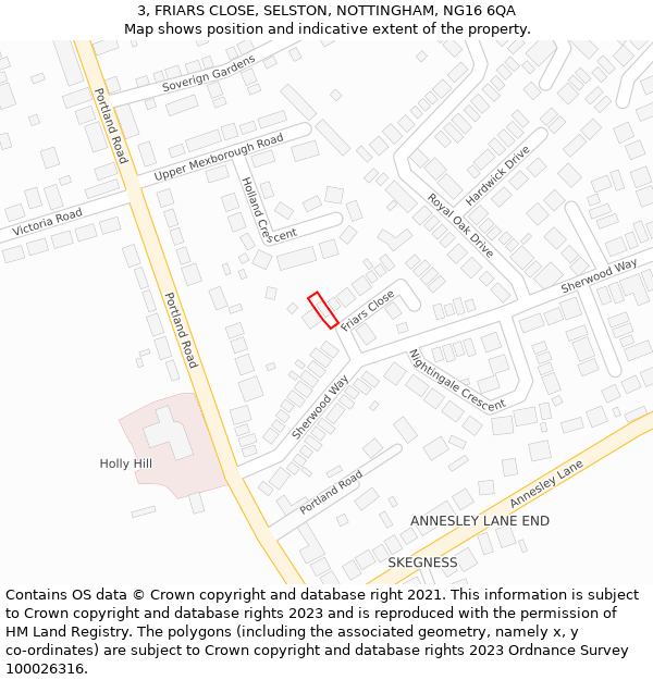 3, FRIARS CLOSE, SELSTON, NOTTINGHAM, NG16 6QA: Location map and indicative extent of plot