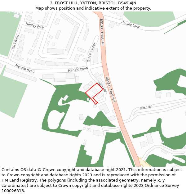 3, FROST HILL, YATTON, BRISTOL, BS49 4JN: Location map and indicative extent of plot