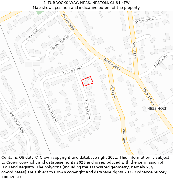 3, FURROCKS WAY, NESS, NESTON, CH64 4EW: Location map and indicative extent of plot