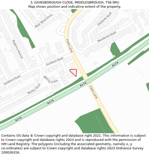 3, GAINSBOROUGH CLOSE, MIDDLESBROUGH, TS6 0RU: Location map and indicative extent of plot