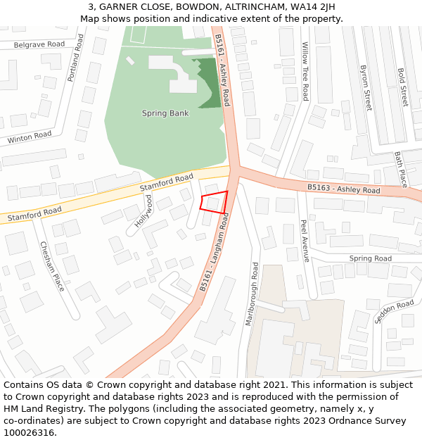 3, GARNER CLOSE, BOWDON, ALTRINCHAM, WA14 2JH: Location map and indicative extent of plot