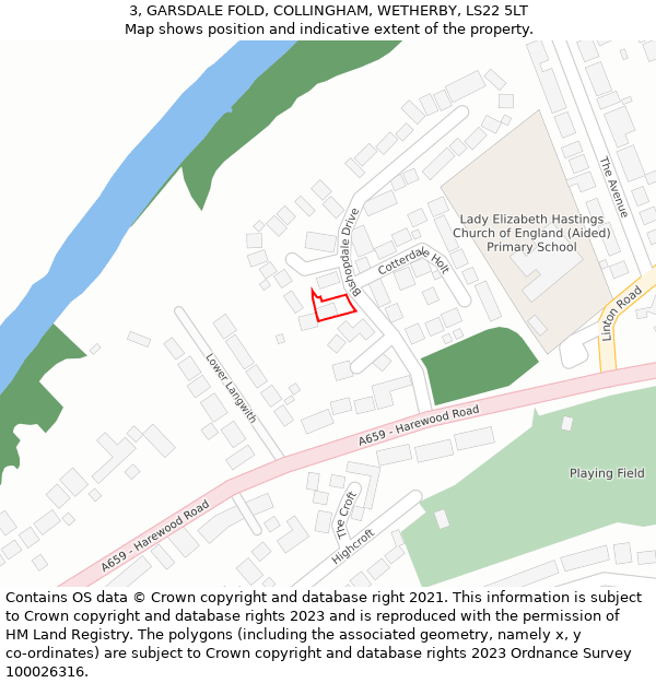 3, GARSDALE FOLD, COLLINGHAM, WETHERBY, LS22 5LT: Location map and indicative extent of plot