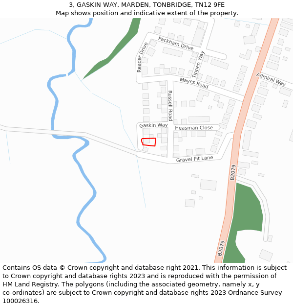 3, GASKIN WAY, MARDEN, TONBRIDGE, TN12 9FE: Location map and indicative extent of plot