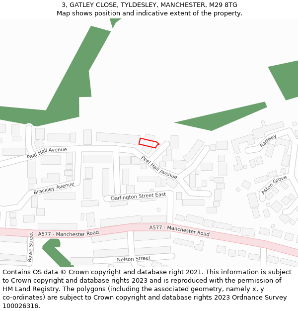 3, GATLEY CLOSE, TYLDESLEY, MANCHESTER, M29 8TG: Location map and indicative extent of plot