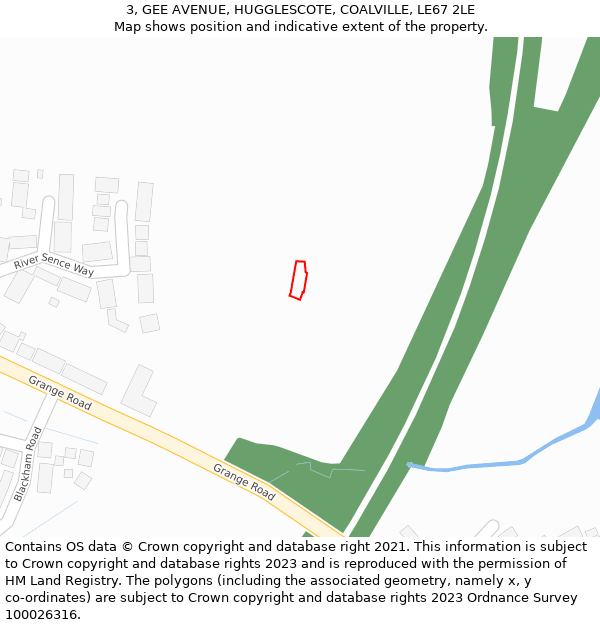 3, GEE AVENUE, HUGGLESCOTE, COALVILLE, LE67 2LE: Location map and indicative extent of plot