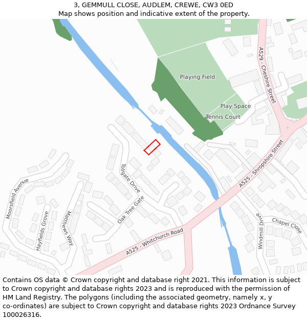 3, GEMMULL CLOSE, AUDLEM, CREWE, CW3 0ED: Location map and indicative extent of plot