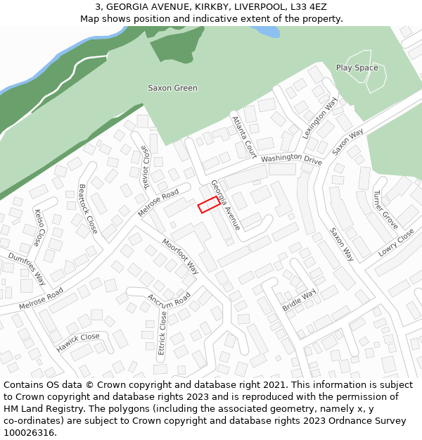 3, GEORGIA AVENUE, KIRKBY, LIVERPOOL, L33 4EZ: Location map and indicative extent of plot
