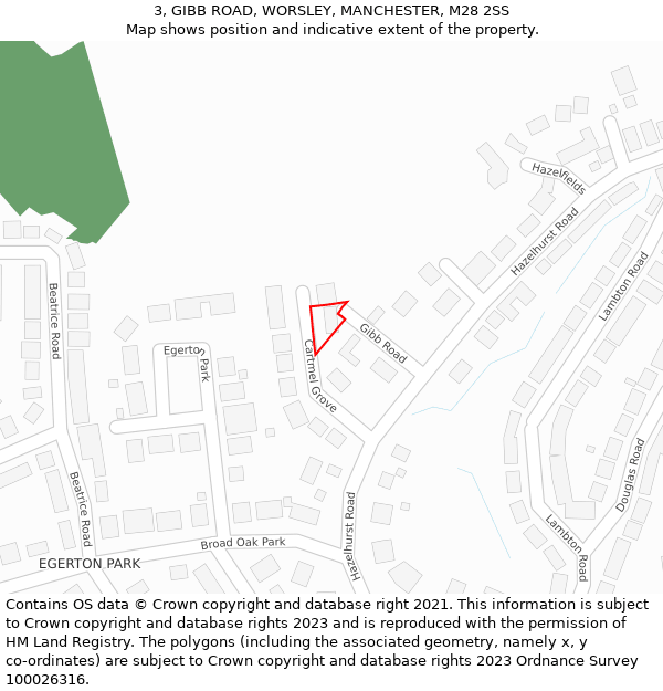 3, GIBB ROAD, WORSLEY, MANCHESTER, M28 2SS: Location map and indicative extent of plot