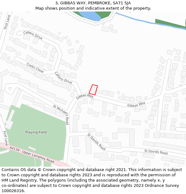 3, GIBBAS WAY, PEMBROKE, SA71 5JA: Location map and indicative extent of plot