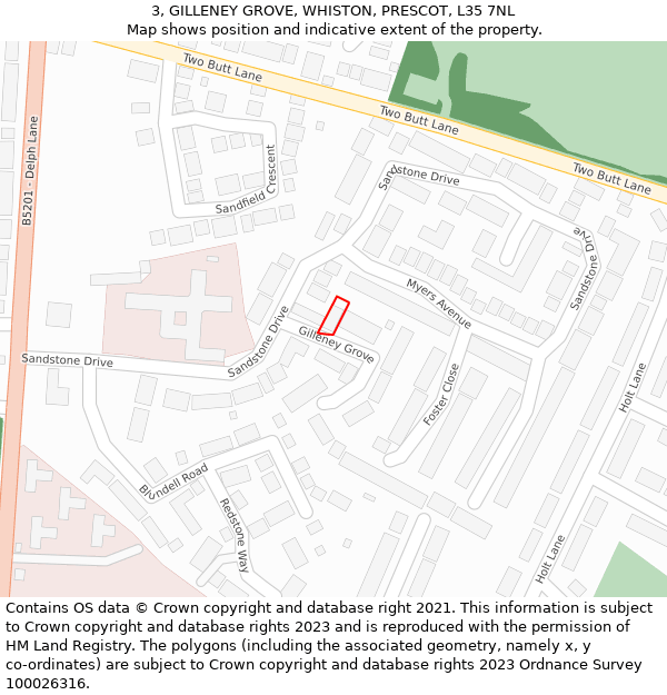 3, GILLENEY GROVE, WHISTON, PRESCOT, L35 7NL: Location map and indicative extent of plot