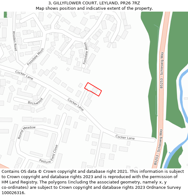 3, GILLYFLOWER COURT, LEYLAND, PR26 7RZ: Location map and indicative extent of plot