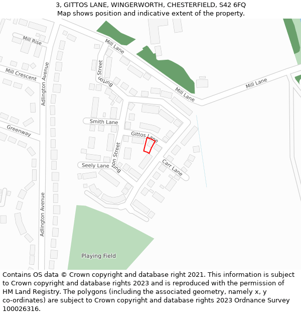 3, GITTOS LANE, WINGERWORTH, CHESTERFIELD, S42 6FQ: Location map and indicative extent of plot